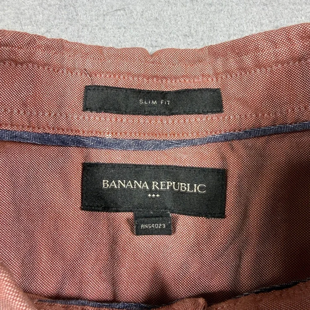 Banana Republic Mens XL Slim Fit Short Sleeve Button Down Shirt Dusty Rose Pink